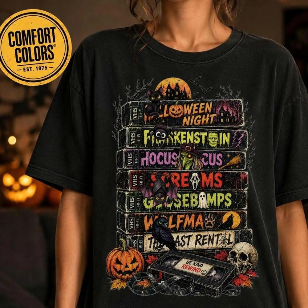 Retro Halloween VHS Horror Movie Spooky Season T Shirt